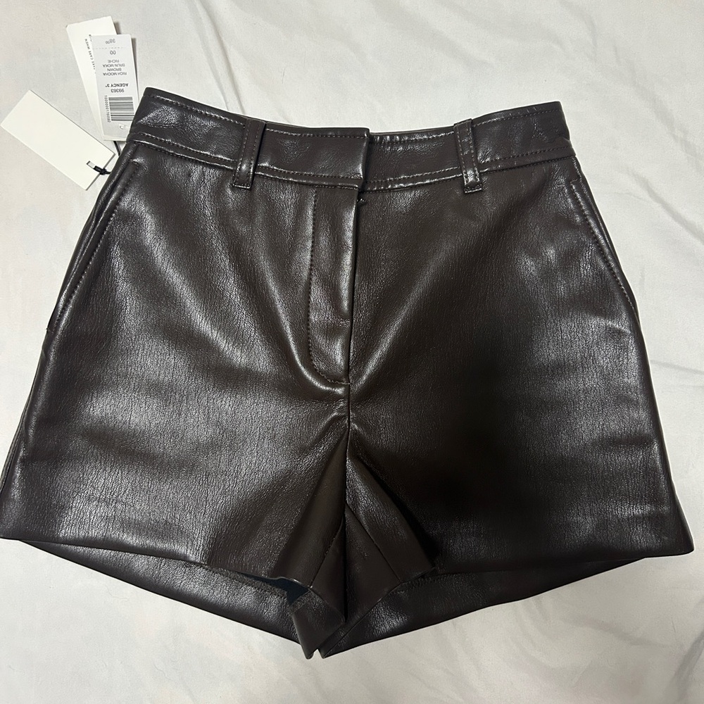 Aritzia Babaton Agency 3 inch vegan leather shorts